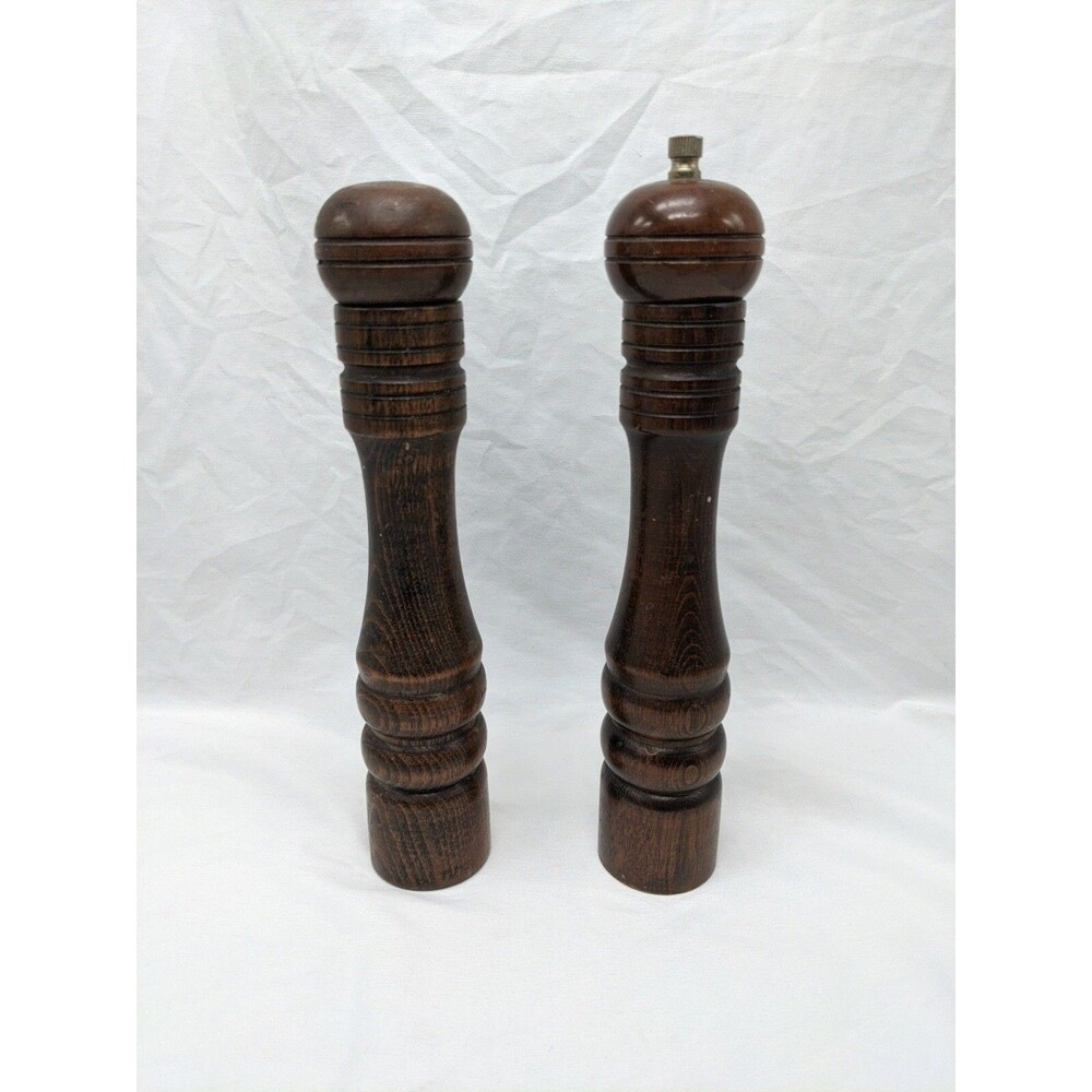 Brown Wooden 10" Salt And Pepper Shakers